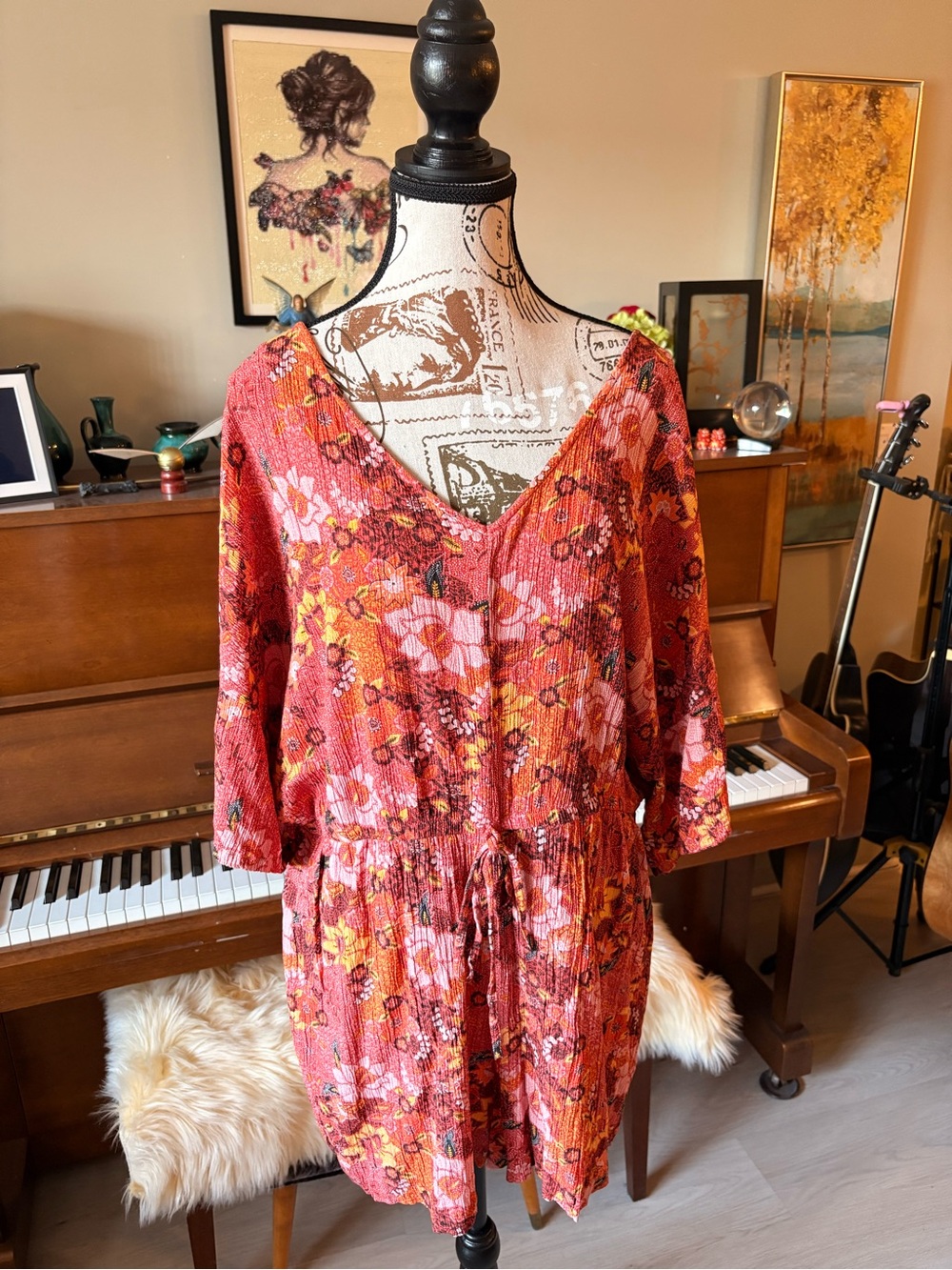 Ivy Floral Romper Red-Pink-Peach